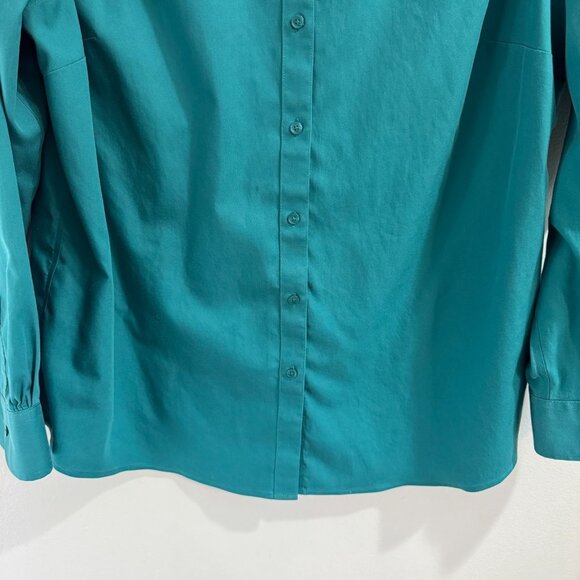 Jones New York Shirt 1X Button Front Non Iron Emerald Green Travel Long Sleeve - Picture 3 of 9
